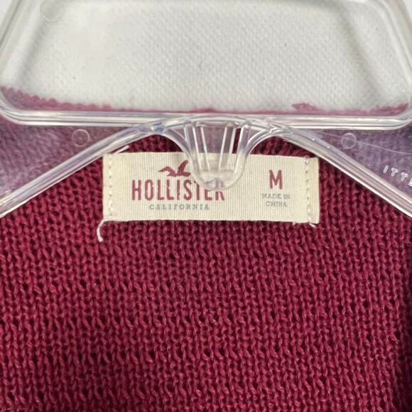 Hollister Burgundy Open Front Knit Cardigan Size M - Picture 2 of 11